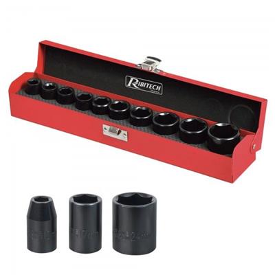 Coffret métal de 10 douilles pour clé à choc 38mm