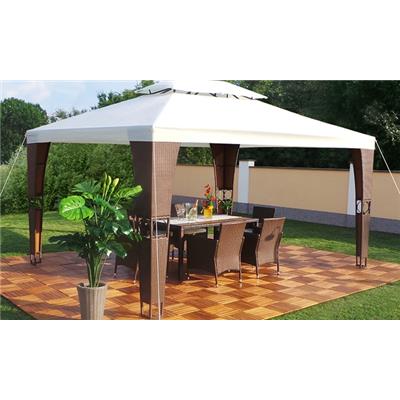 Tonnelle de jardin résine tressée marron Swing & Harmonie® 3x4 m écru