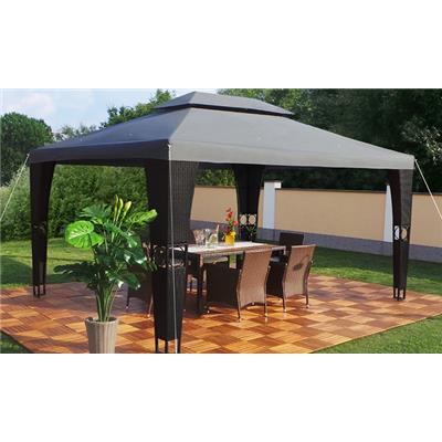 Tonnelle de jardin résine tressée noire Swing & Harmonie® 3x4 m grise